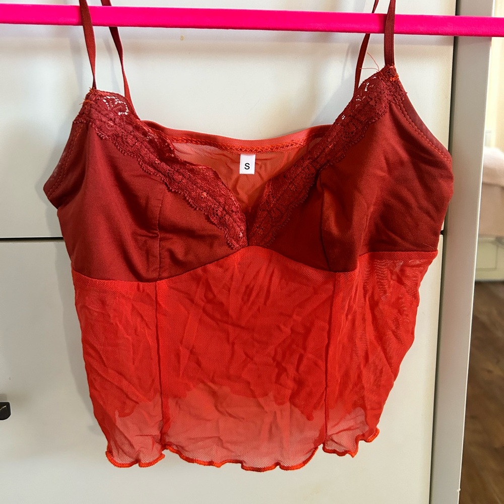 orange bustier top